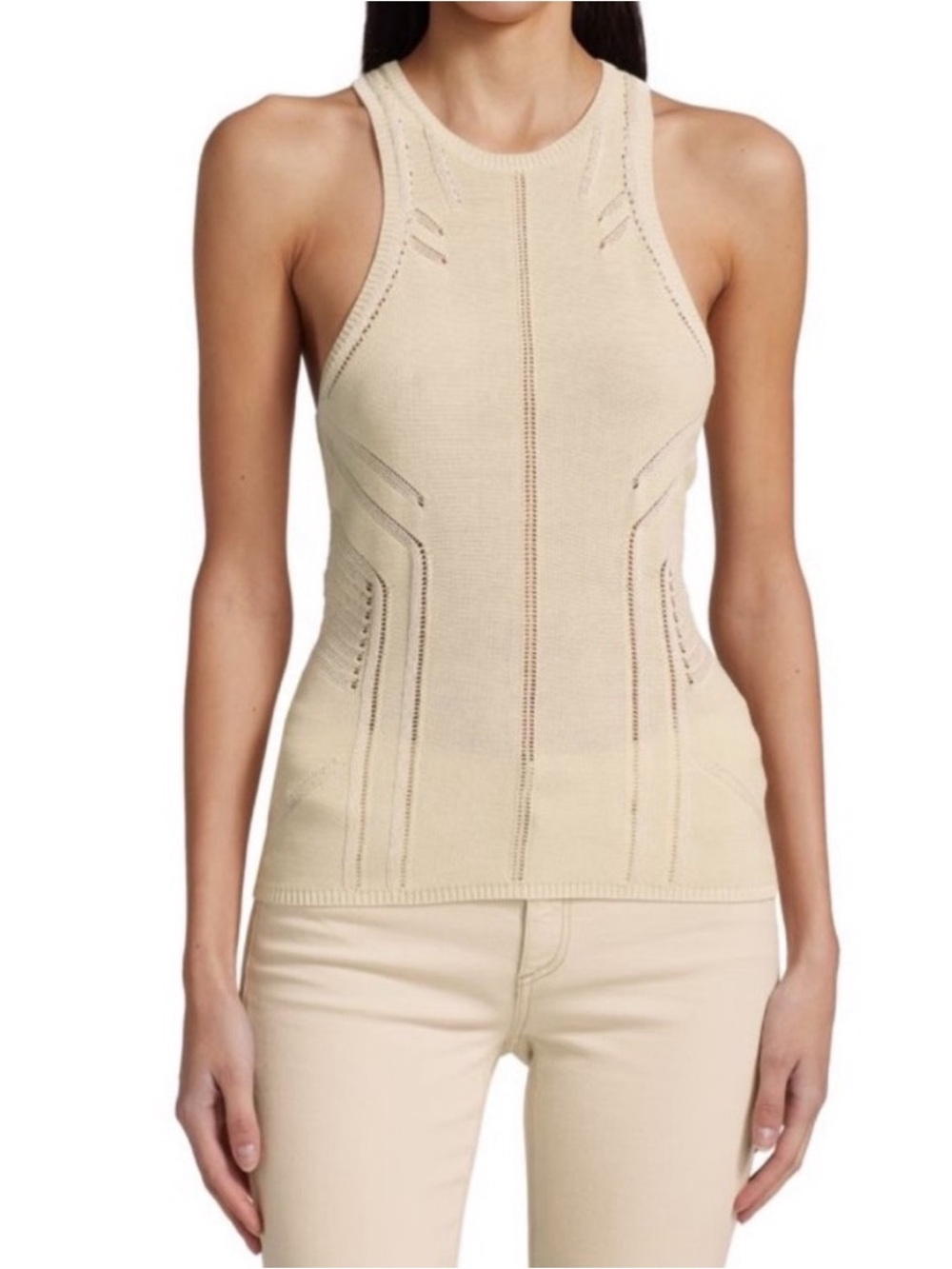 RAG & BONE Ivory Bohemian Moto‎ Summer Utility Harper Racerback Tank Large